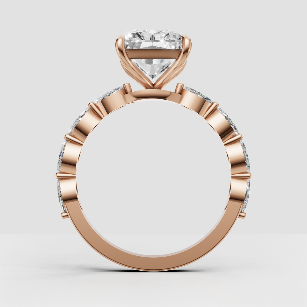 Elegant radiant cut engagement ring with diamond shoulders
