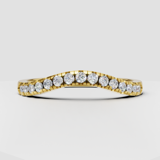 Round Diamond Curved Half Eternity Pavé Engagement Ring