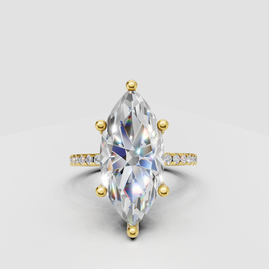 Marquise diamond pave vintage engagement ring with prong setting
