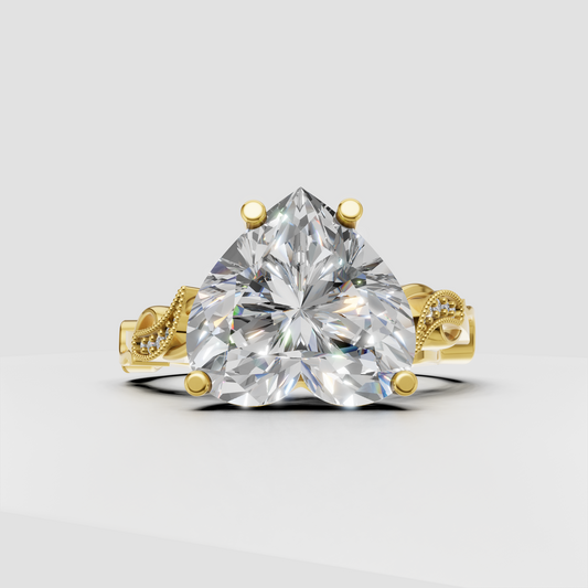 Heart cut diamond vintage infinity split shank engagement ring in gold