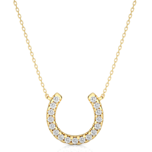 Lucky Horseshoe Lab Diamond Gold Necklace