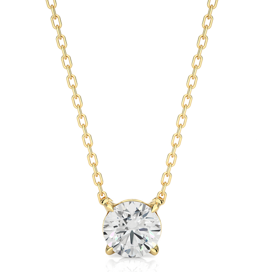 Vermeil Gold Round Moissanite Diamond Solitaire Pendant