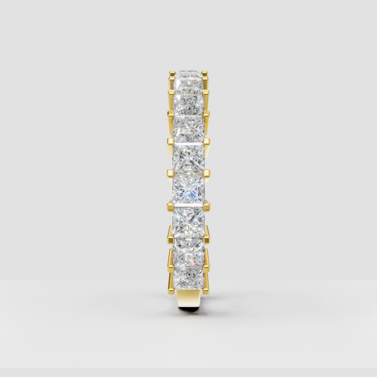 Yellow gold cushion diamond eternity wedding band