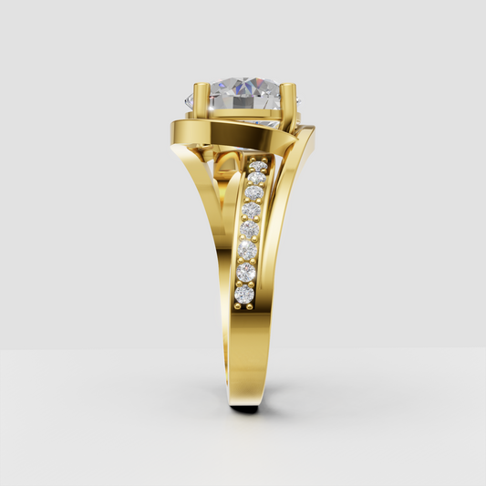 Elegant round diamond engagement ring with four rounded prongs
