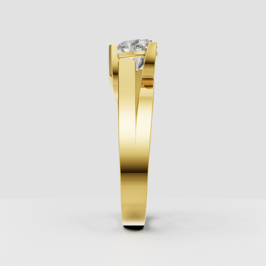 Heart cut solitaire diamond ring in elegant yellow gold setting