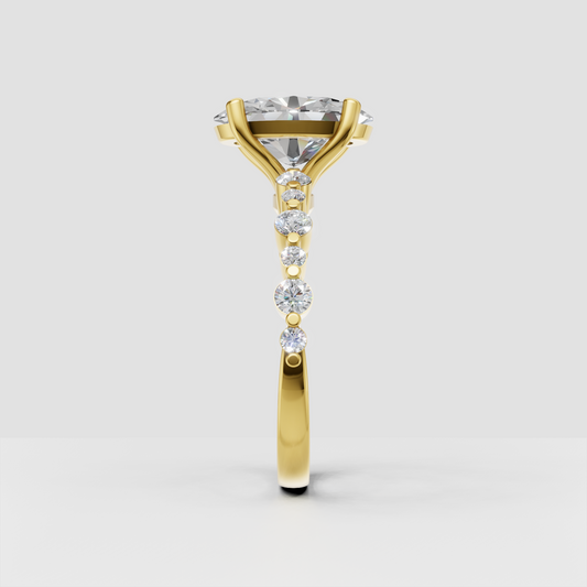 Oval cut engagement ring with sparkling round side stones