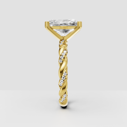Radiant diamond engagement ring with four-prong setting
