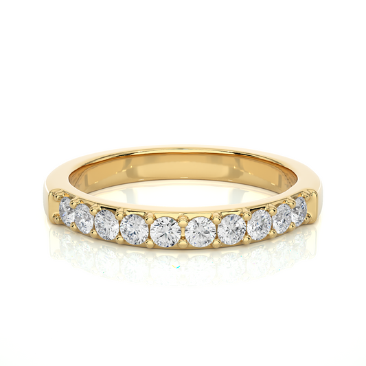Minimalist Half Eternity Moissanite Lab Diamond Vermeil Ring