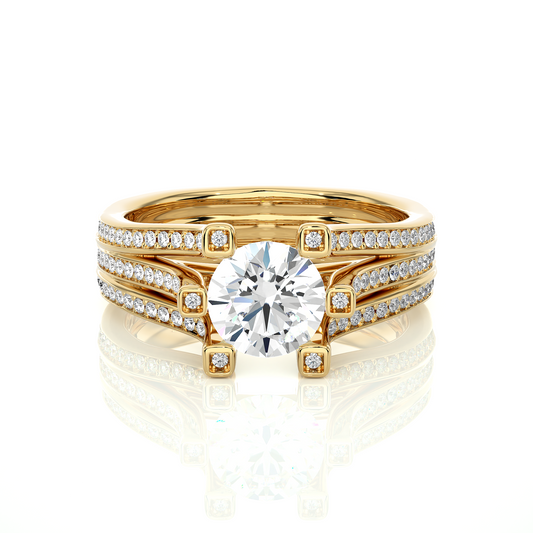 Bold Multi Row Moissanite Lab Diamond Vermeil Statement Ring