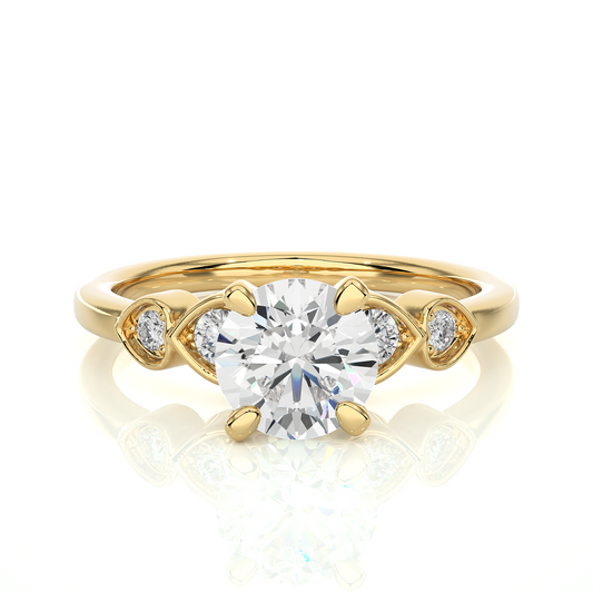 Round Cut Moissanite / Lab Diamond Vermeil Engagement Ring