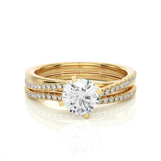Elegant Twisted Band Vermeil Diamond Engagement Ring