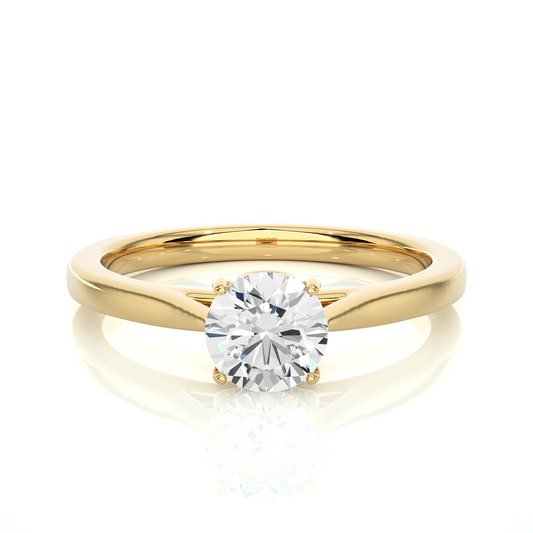 Elegant Vermeil Round Solitaire Moissanite Lab Diamond Ring