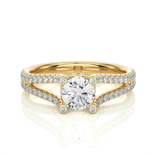 Elegant Split Shank Moissanite Lab Diamond Vermeil Ring