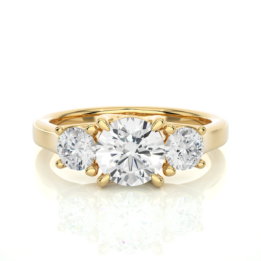 Round Lab Grown Diamond Three Stone Ring