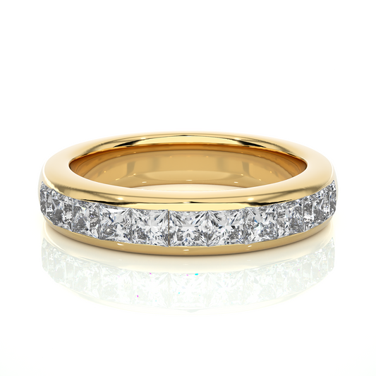 Princess Cut Lab Moissanite Diamond Vermeil Wedding Band Ring