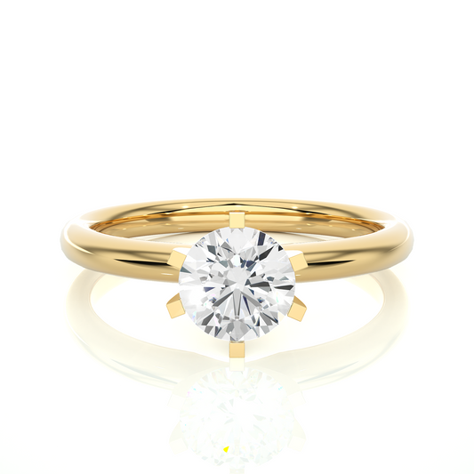 Round Solitaire Vermeil Moissanite Lab Diamond Engagement Ring