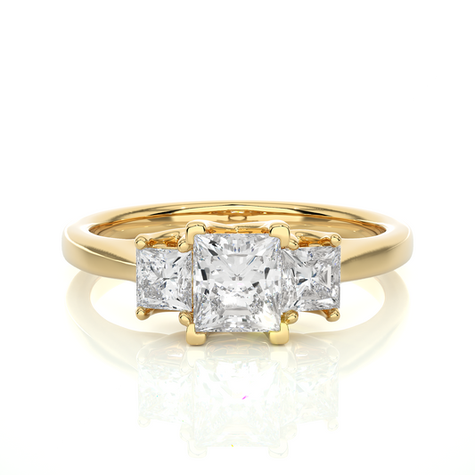 Three Stone Princess Lab Diamond Engagement Ring