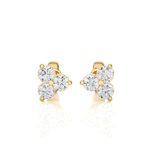 Vermeil Gold Floral Cluster Moissanite Diamond Luxury Stud Earrings