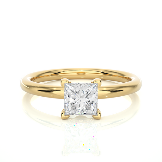 Princess Cut Vermeil Moissanite Lab Diamond Engagement Ring