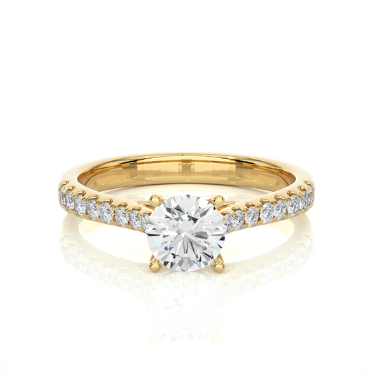 Classic Pavé Moissanite Lab Diamond Vermeil Engagement Ring