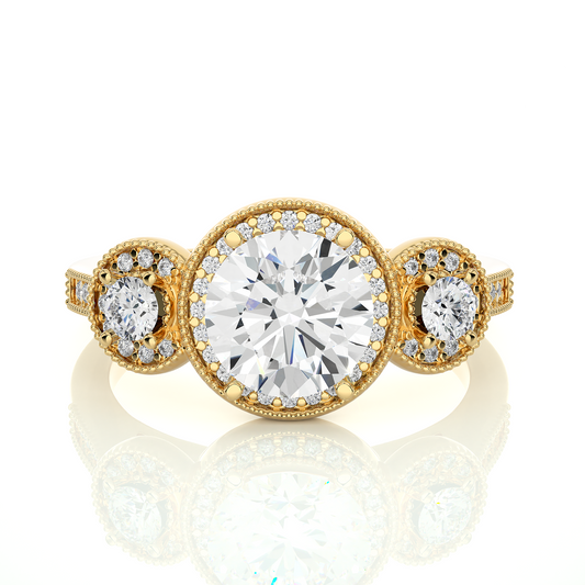 Round Lab Grown & Moissanite Diamond Three Stone Ring