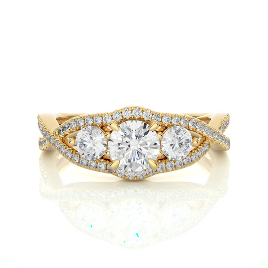 Vintage Style Lab / Moissanite Diamond Three Stone Ring