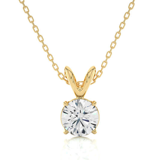 Vermeil Gold Round Moissanite / Lab Diamond Pendant Necklace