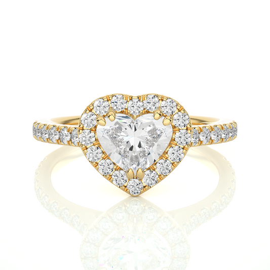 Heart Shape Halo Vermeil Moissanite Lab Diamond Ring