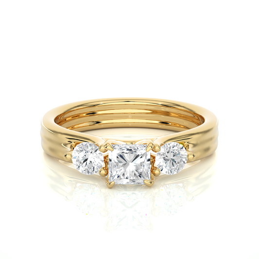 Princess Diamond Three Stone Engagement Ring