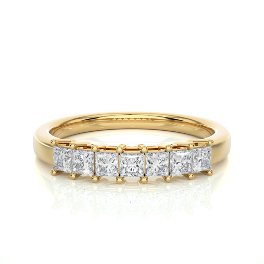 Princess Cut Diamond Vermeil Half Eternity Wedding Band