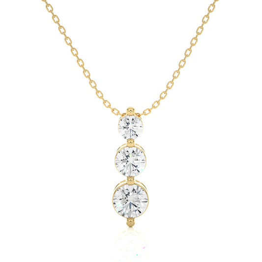 Three Stone Round Lab Diamond Pendant Necklace