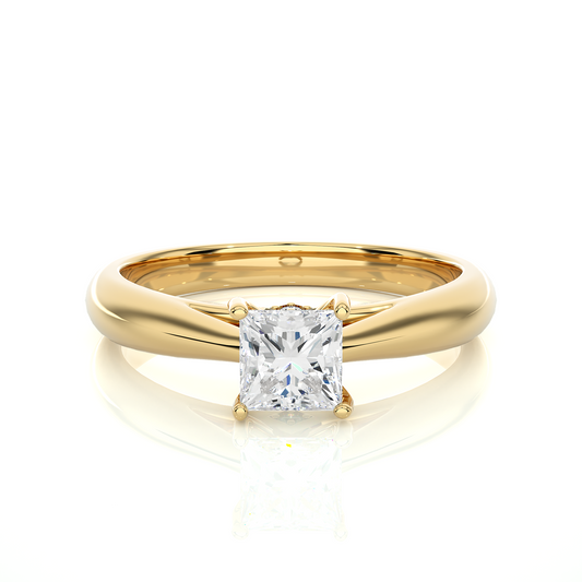 Princess Cut Solitaire Moissanite Lab Diamond Vermeil Ring