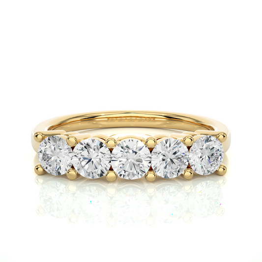 Elegant Five Stone Moissanite Lab Diamond Vermeil Ring