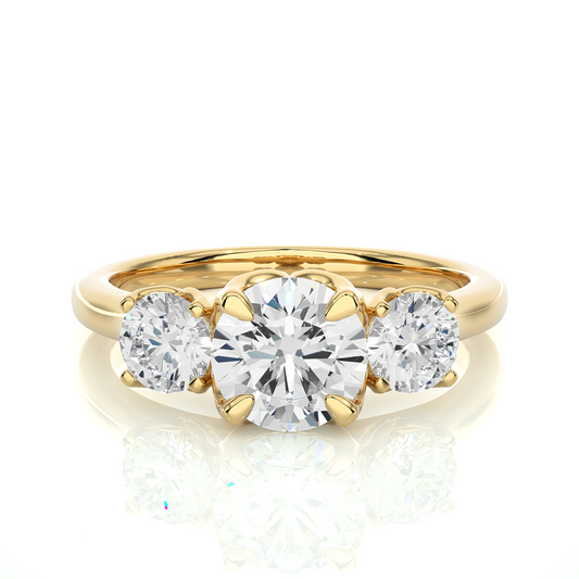 Round Diamond Three Stone Engagement Ring