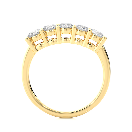 Elegant Five Stone Moissanite Lab Diamond Vermeil Ring