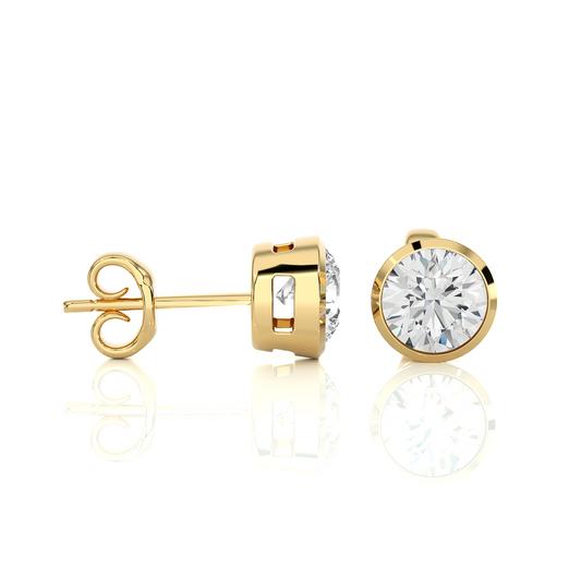 Vermeil Bezel Set Round Lab Moissanite Earrings