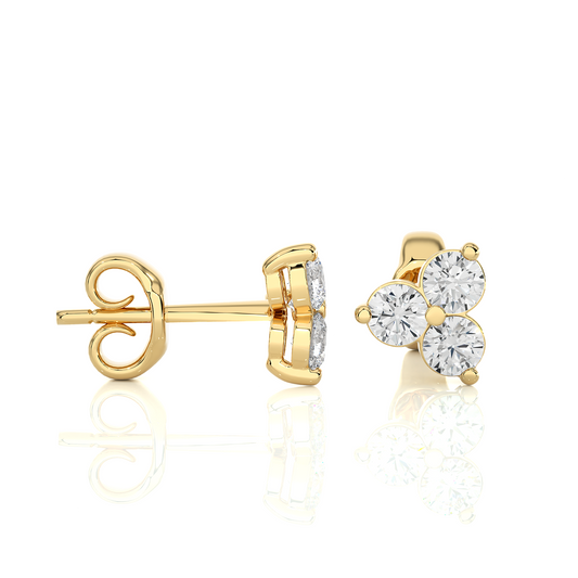 Vermeil Gold Floral Cluster Moissanite Diamond Luxury Stud Earrings