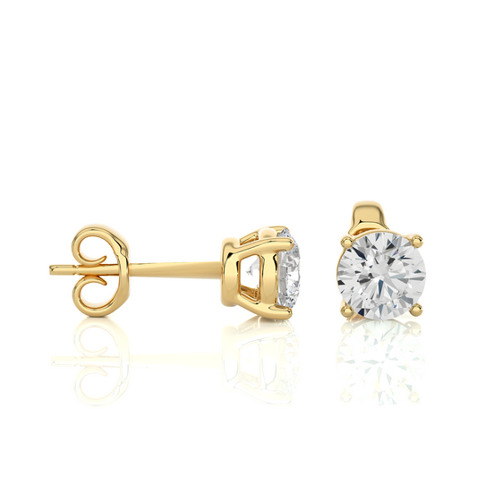 Vermeil Round Lab Moissanite Diamond Earrings