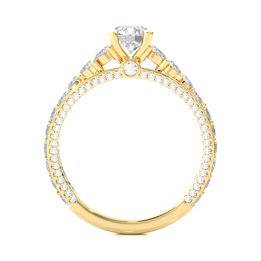 Luxury Vermeil Diamond Band Moissanite Lab Engagement Ring