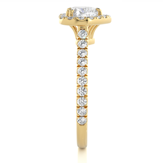 Heart Shape Halo Vermeil Moissanite Lab Diamond Ring