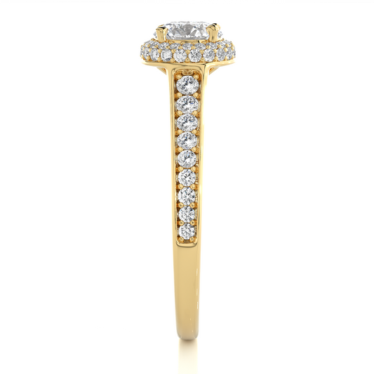 Brilliant Halo Moissanite Lab Diamond Vermeil Ring