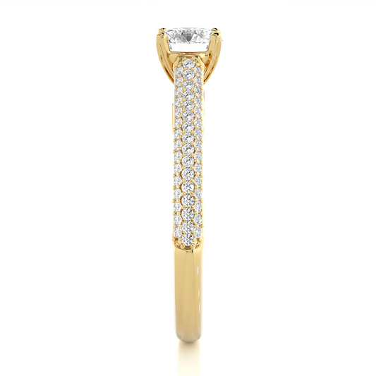 Elegant Solitaire Pave Lab Moissanite Diamond Vermeil Engagement Ring