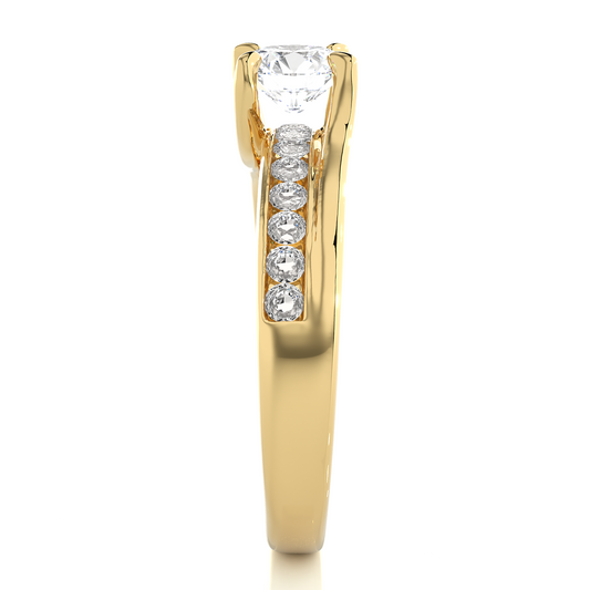Round Solitaire Split Shank Moissanite Lab Diamond Vermeil Ring