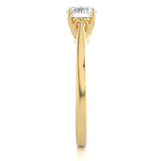 Elegant Vermeil Round Solitaire Moissanite Lab Diamond Ring
