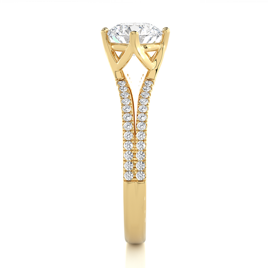 Round Moissanite Lab Diamond Split Shank Engagement Ring
