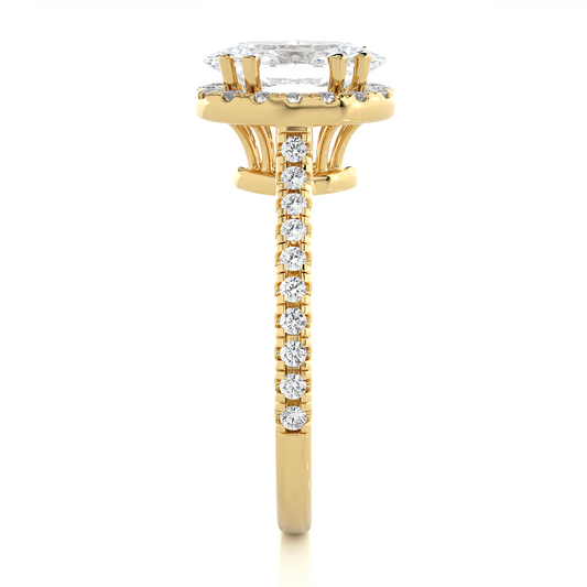 Oval Halo Diamond Moissanite Vermeil Engagement Ring