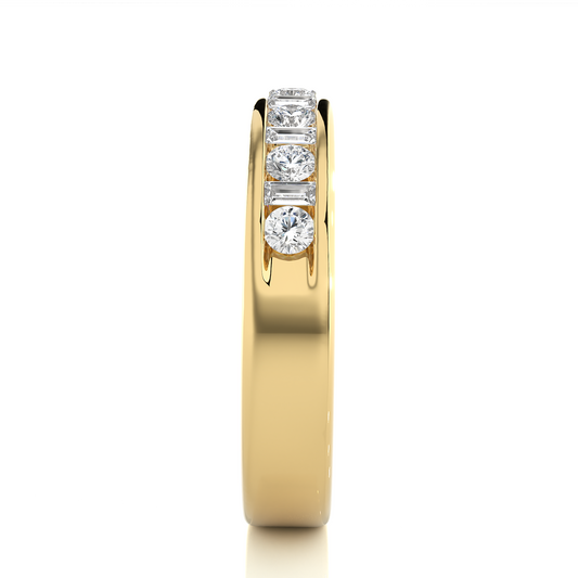 Baguette Round Diamond Moissanite Vermeil Wedding Band Ring