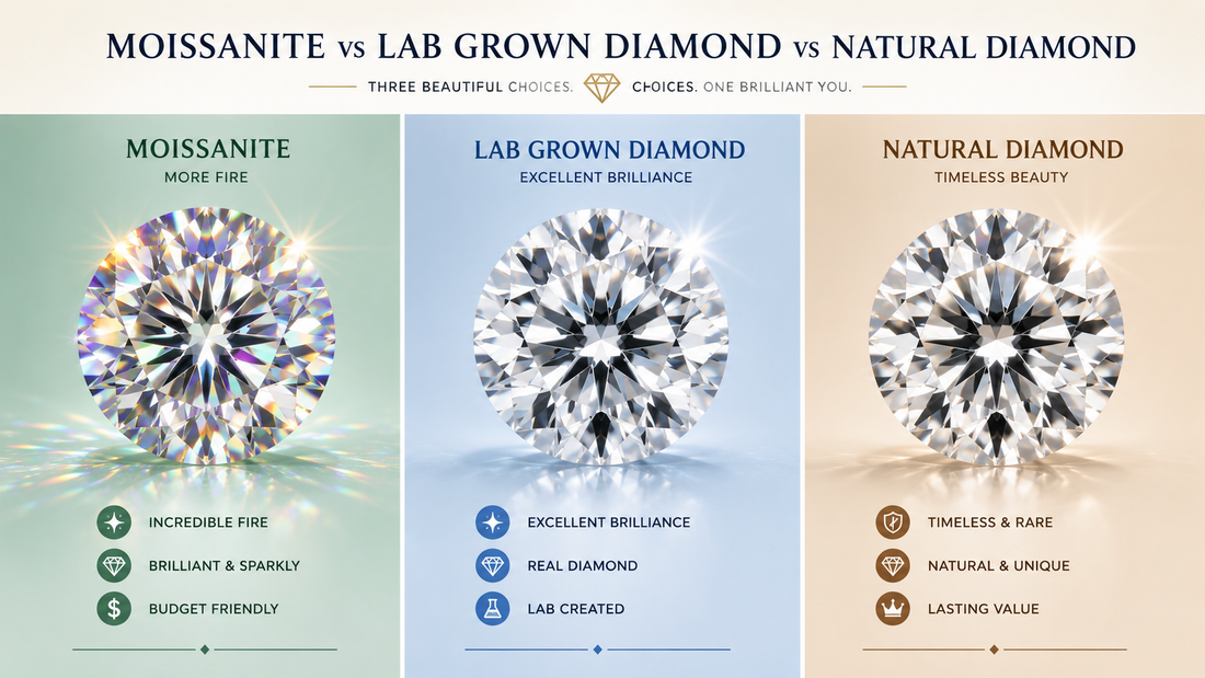 Moissanite vs Lab Grown Diamond vs Natural Diamond