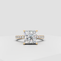 Princess diamond hidden halo engagement ring with polished band
