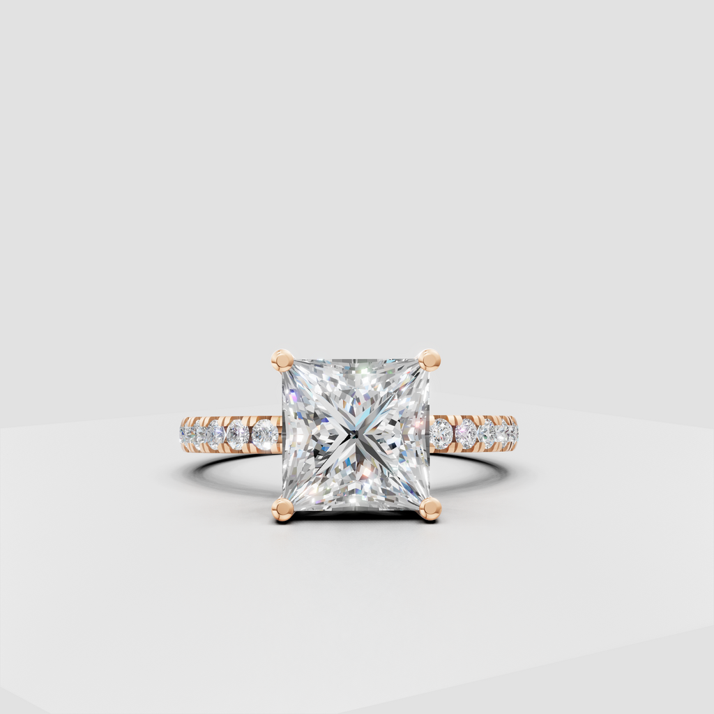 Princess diamond engagement ring with sparkling accent stones